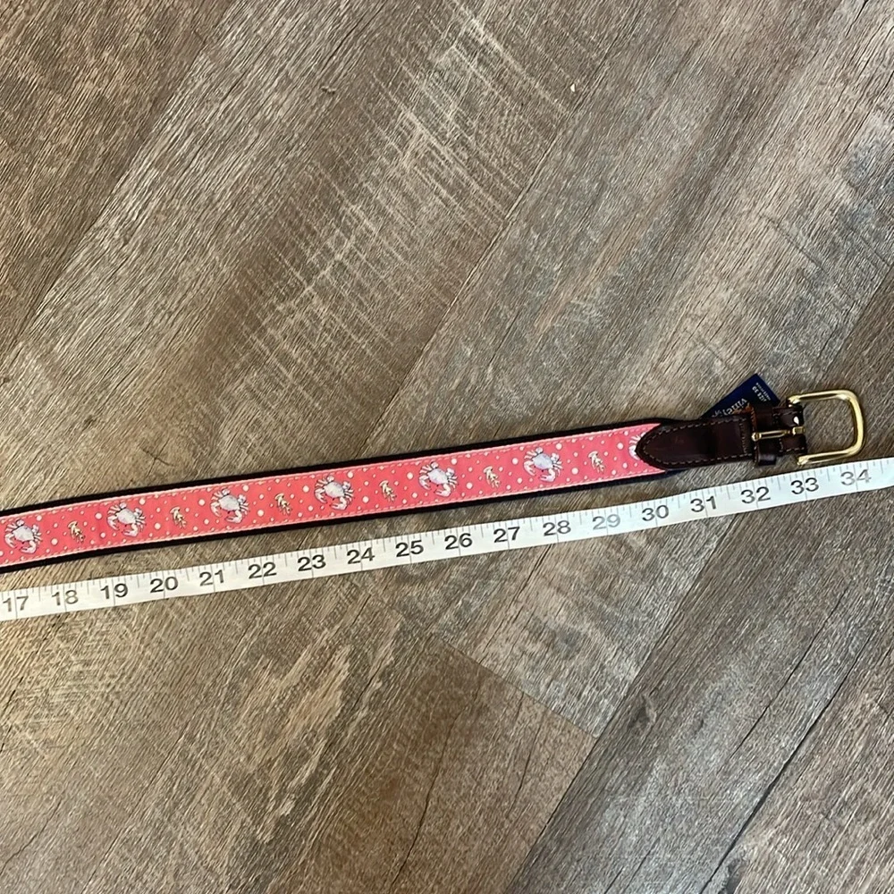Vineyard Vines Pink Leather Tip Underwater Crab Belt size 30
